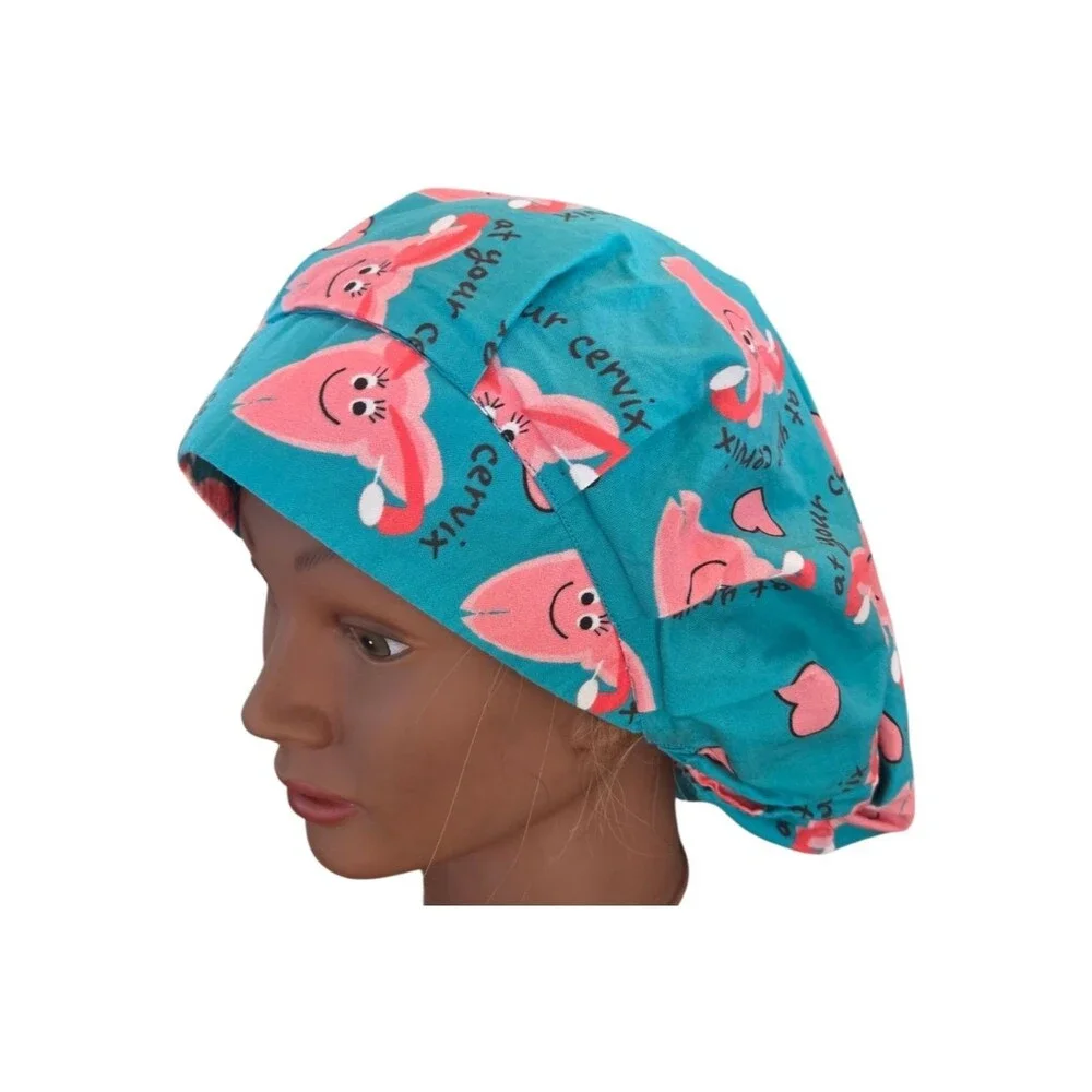 At Your Cervix OB/GYN Scrub Cap Louis + Phil Unisex Long Hair Comfort Euro Style